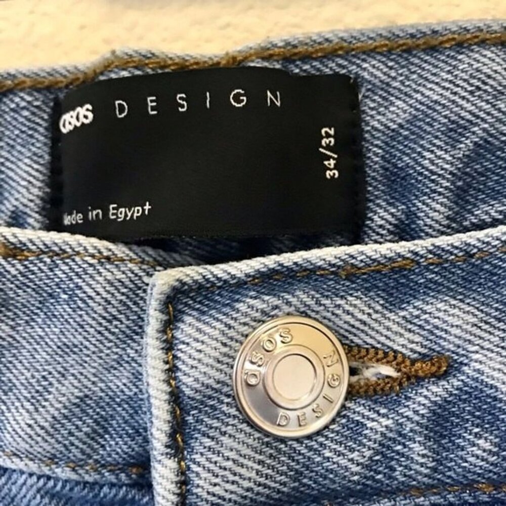 ASOS DESIGN Men's Straight Leg Baggy Medium Wash Jeans Button Fly. Size 34/32 - Picture 6 of 10